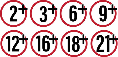 Bundle set isolated age restricted 2, 3, 6, 9, 12, 16, 18, 21 plus yeae old