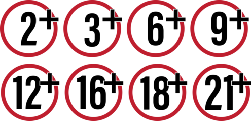 Bundle set isolated age restricted 2, 3, 6, 9, 12, 16, 18, 21 plus yeae old