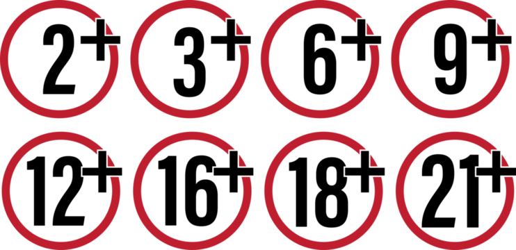 Bundle set isolated age restricted 2, 3, 6, 9, 12, 16, 18, 21 plus yeae old