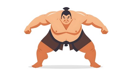 Fototapeta premium Minimalist of Sumo Wrestler in Powerful Stance