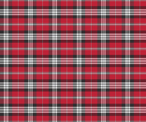 Plaid pattern, red, white, black, seamless for textiles and design clothing, skirts, pants, aprons, tablecloths, blankets or decorative fabrics. Vector illustration.