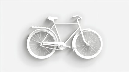 Fototapeta premium Minimalist Paper Cut Bicycle on White Background