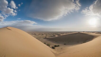 Solitary Desert Landscape Under Expansive Blue Sky