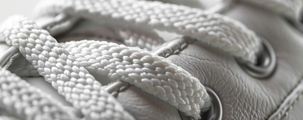 Obraz premium A close up of a white lace shoe with a white lace