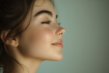 Fototapeta premium A close up of a girl's face with her eyes closed