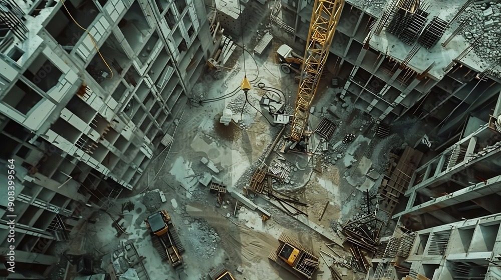 Poster construction site of buildings pouring cement top view new screed concrete with leveling mortar for 