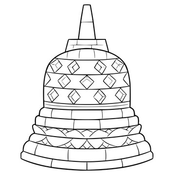 recommend clip art: borobudur temple illustration hand drawn outline vector