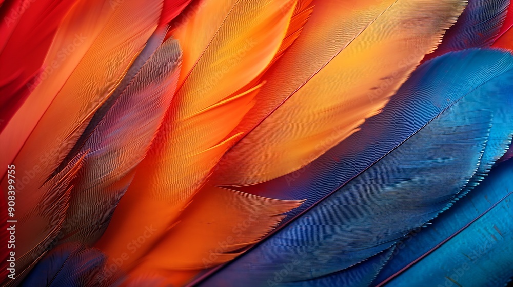 Poster colorful feather background copy space : generative ai