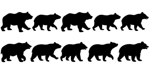 Fototapeta premium Bear Silhouette Art, Bear Standing Silhouettes