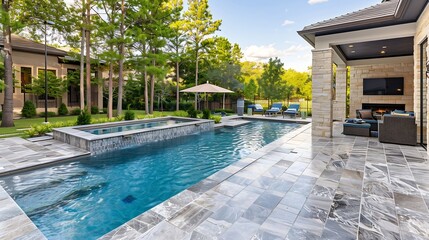Dive into luxury with breathtaking backyard pool designs Transform your outdoor space into a paradise with our stunning pool photography : Generative AI