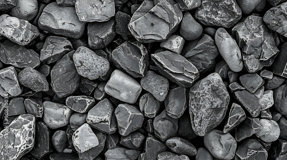 Poster small stone texture for background gravel texture surface of small pebble stone black and white : ge