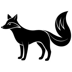 fox isolated on white, fox vector illustration, animal vector art, foxs silhouette, pet vector icon, eps