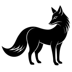 fox isolated on white, fox vector illustration, animal vector art, foxs silhouette, pet vector icon, eps
