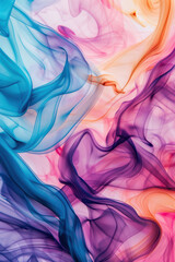 Fototapeta premium Abstract ethereal shapes in vibrant colors of blue, purple, and pink, blending ly to create a dynamic, fluid, and mesmerizing visual experience