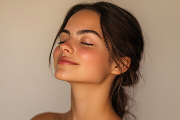 Fototapeta premium A close up of a girl's face with her eyes closed
