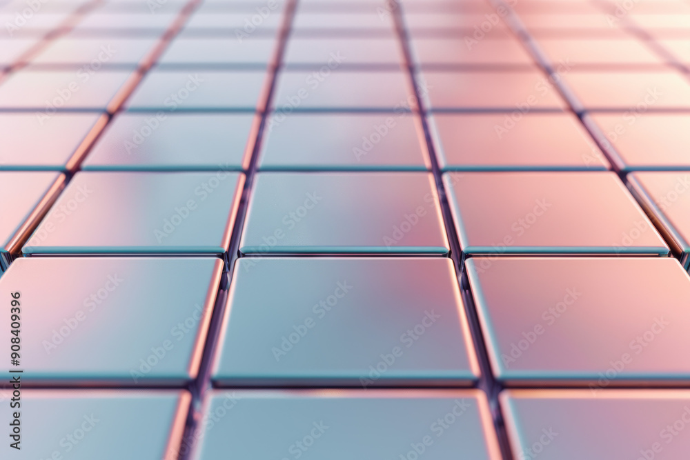 Poster abstract view of a metallic tile surface with soft reflections and gradient lighting, showcasing a f