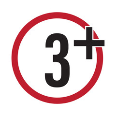 Obraz premium Isolated icon age restricted 3 plus years old