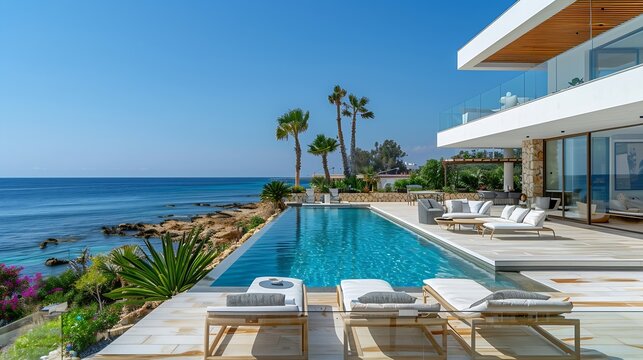 View of private villa in Protaras Cyprus : Generative AI