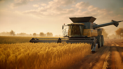 Obraz premium combine harvester on field