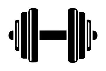 Simple minimalist flat black silhouette dumbbell icon and vector illustration for fitness gym exercise strength training and weightlifting isolated on a white background