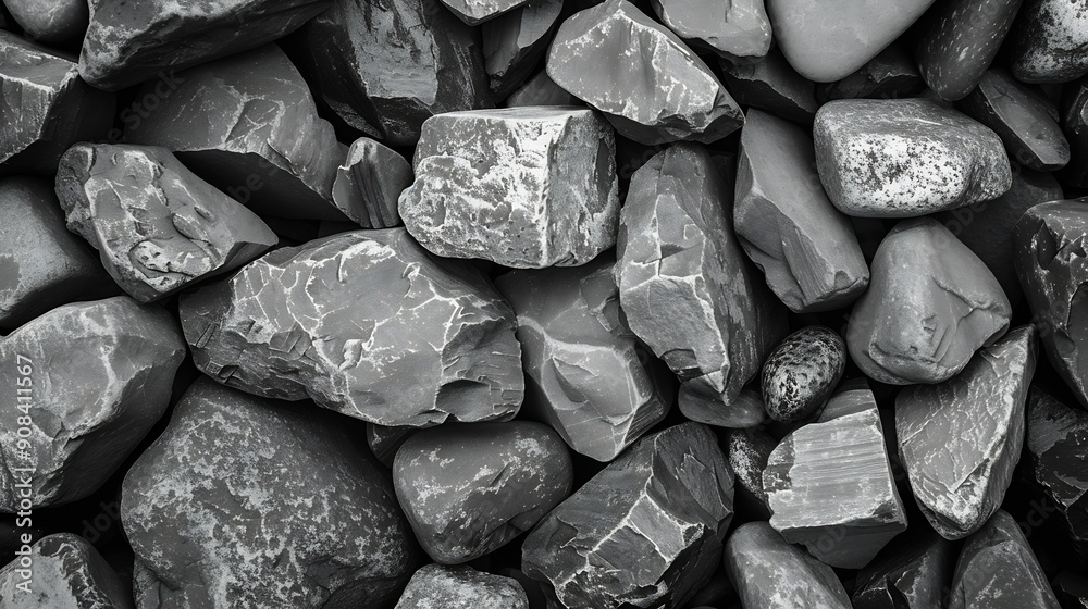 Poster small stone texture for background gravel texture surface of small pebble stone black and white : ge