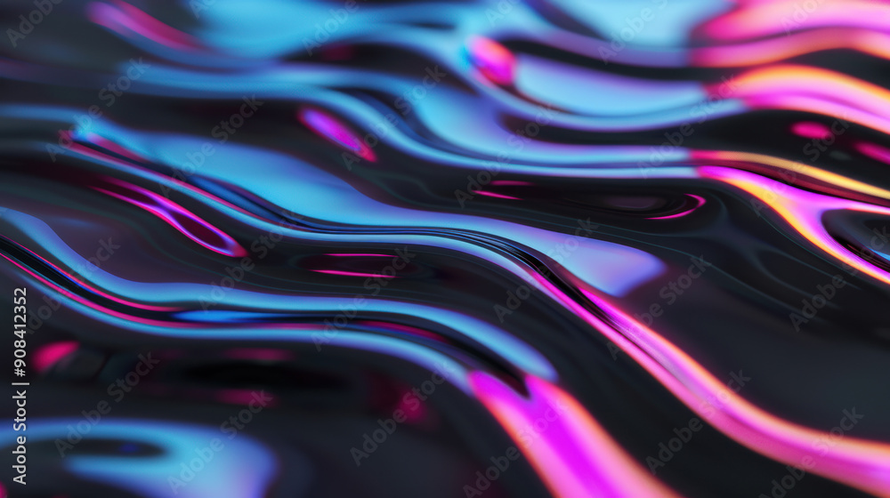 Poster abstract vibrant background with neon lights and fluid shapes creating a modern, dynamic texture wit