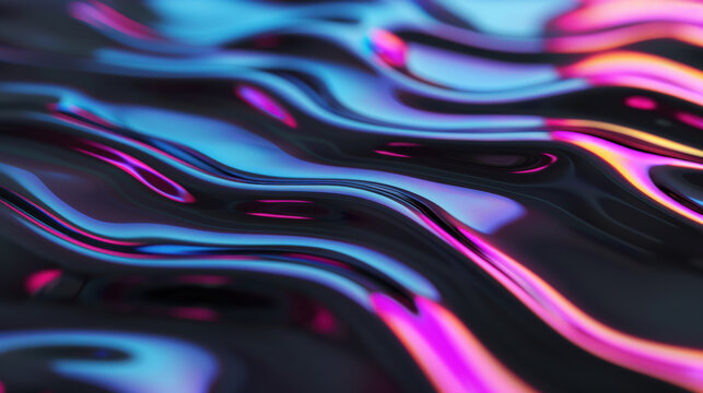 Abstract vibrant background with neon lights and fluid shapes creating a modern, dynamic texture with vivid colors and smooth flowing patterns.