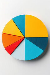 Fototapeta premium Colorful pie chart with various segments representing different data. Vibrant visual for business, analytics, or presentations.