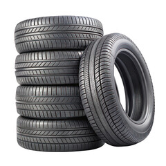Obraz premium Empty stacked tires isolated on transparent background