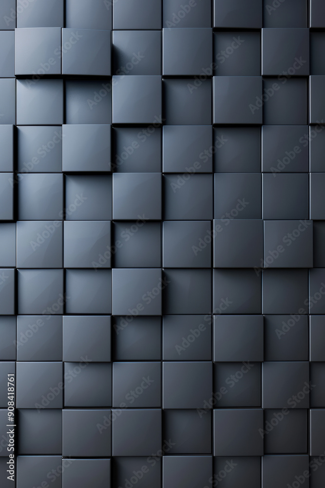 Poster abstract grid of dark cubes creating geometric patterns and shadows, emphasizing modern design and t