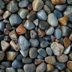 Pebble stone texture with small, smooth stones tightly packed