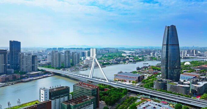 Business buildings background in modern city in Ningbo, China