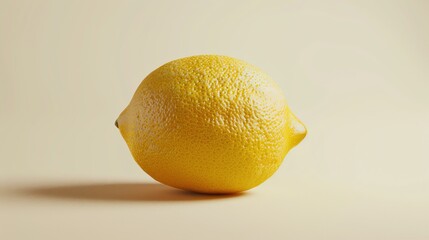 A whole lemon on a beige background.