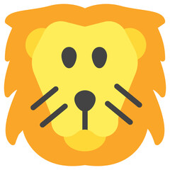 Lion Icon in Flat Style
