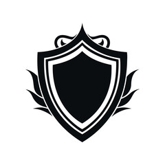 Fototapeta premium Modern silhouette crest design with shield and leaf vector art