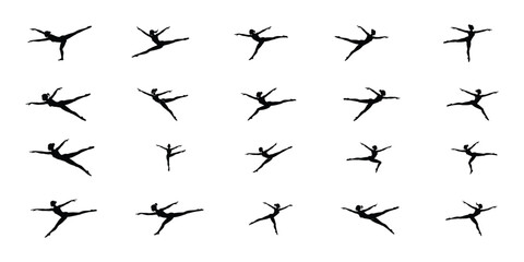 Elegant Female Gymnast Silhouettes: Perfect for T-Shirts, Posters, and More