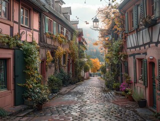 Traditional cobblestone street with historical significance