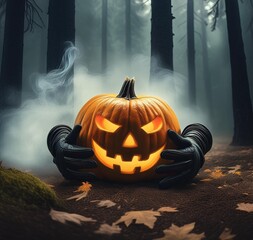 halloween pumpkin on the grave