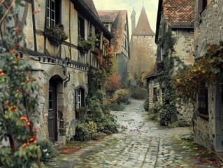 Traditional cobblestone street with historical significance