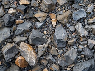 Varied gravel texture with mixed stones and irregularities