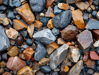 Varied gravel texture with mixed stones and irregularities