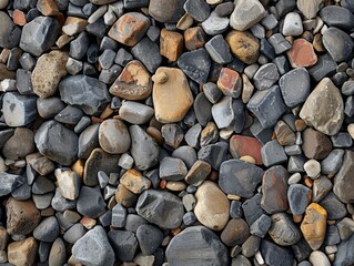 Varied gravel texture with mixed stones and irregularities