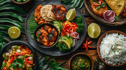 Dominican food flat lay composition : Generative AI