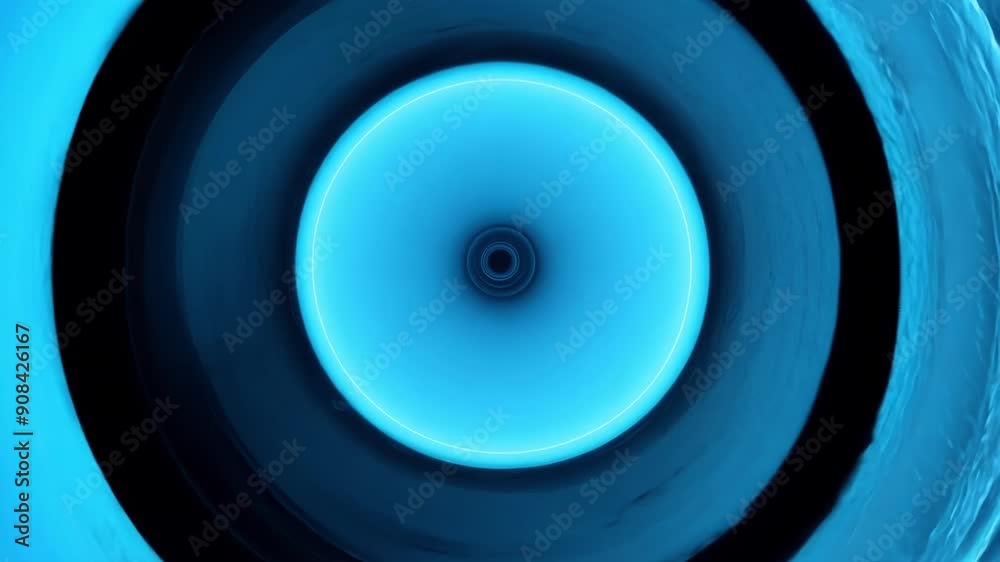 Poster dynamic blue circles pulse and swirl against a dark backdrop, creating an entrancing visual display 