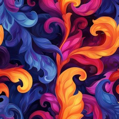 Vibrant Floral Pattern in Vivid Hues