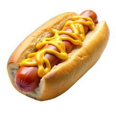 Hot dog with cheddar sauce isolated on transparent background