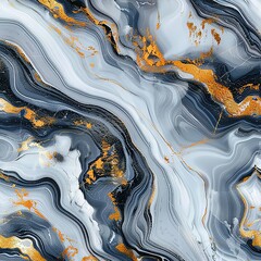 Abstract Swirling Marble Pattern in Black, White, and Gold