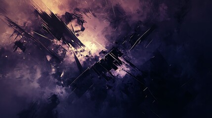 Obraz premium Abstract Fear with Dark Muted Colors and Sharp Fragmented Shapes, Creating Unease and Tension