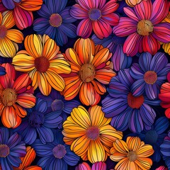 Vibrant Floral Tapestry: A Symphony of Colors