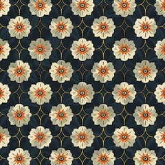 Vintage Floral Pattern with Gold Accents